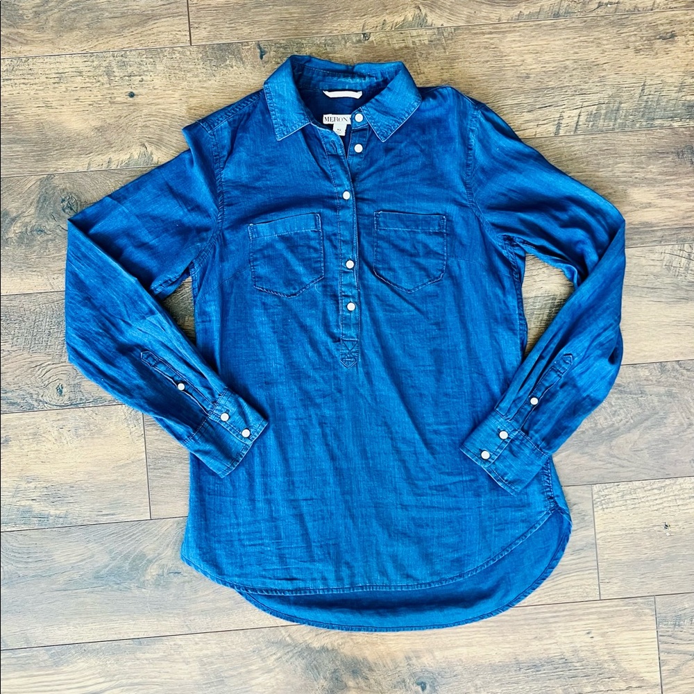 Loose Fitting Denim Button Long Sleeve Shirt